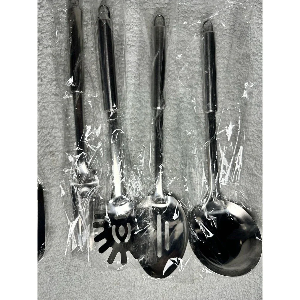 Lot Of 6 Kitchen Utensils Spatulas, Pasta Server, Ladl, Fork, Slotted Spoon